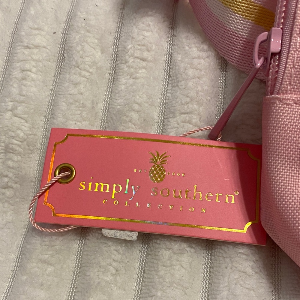 Simply Southern Pink Crossbody Bag with Striped Strap - Picture 3 of 5